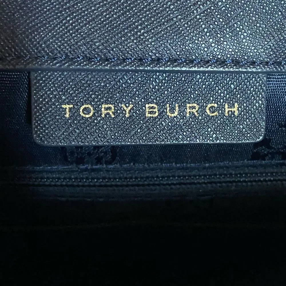 Tory Burch Navy Blue Saffiano Leather Tote Bag